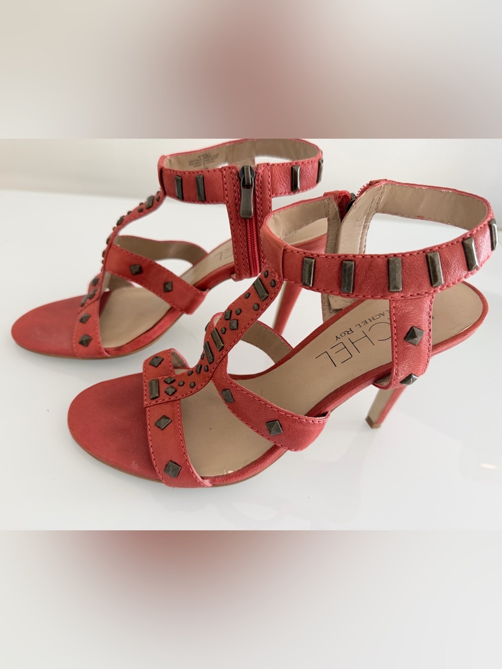 RACHEL Rachel Roy burnt orange Stud Accent T-Strap Sandals